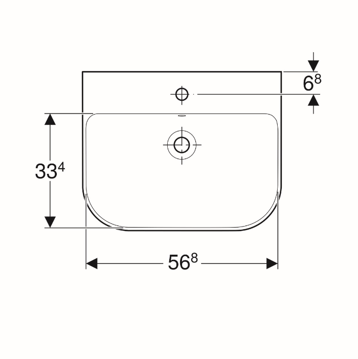 Geberit Smyle wastafel met kraangat met overloop 60x48x16.5cm wit