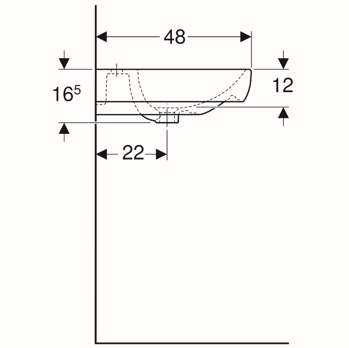 Geberit Smyle wastafel met kraangat met overloop 60x48x16.5cm wit