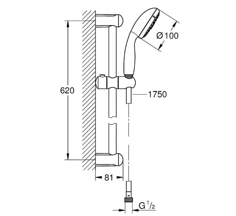 Grohe New Tempesta glijstang doucheset