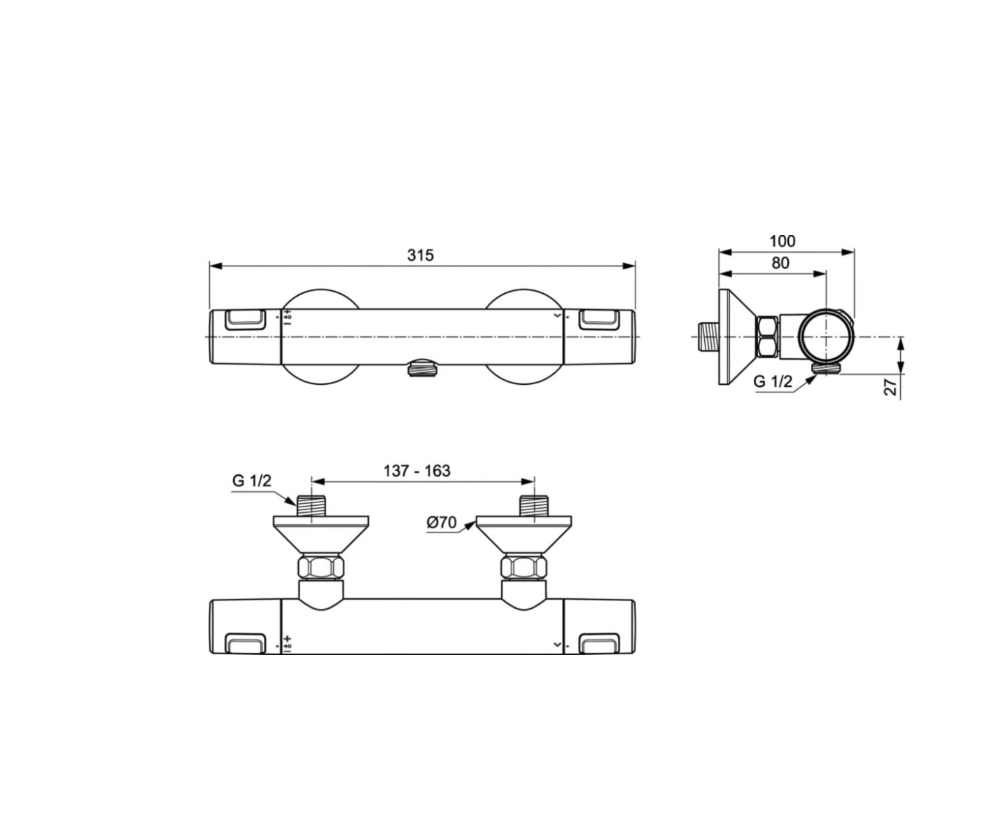 Ideal Standard CeraTherm - Thermostatische douchekraan T25, zwart A7201XG