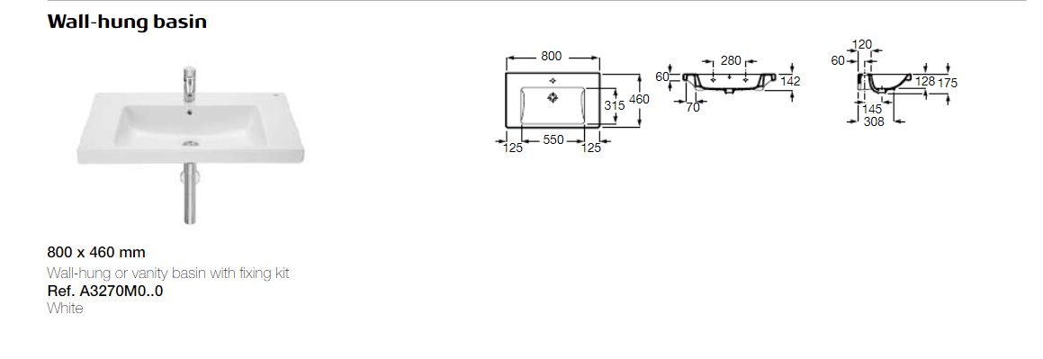 Roca ProCasa Uno Wastafel wit