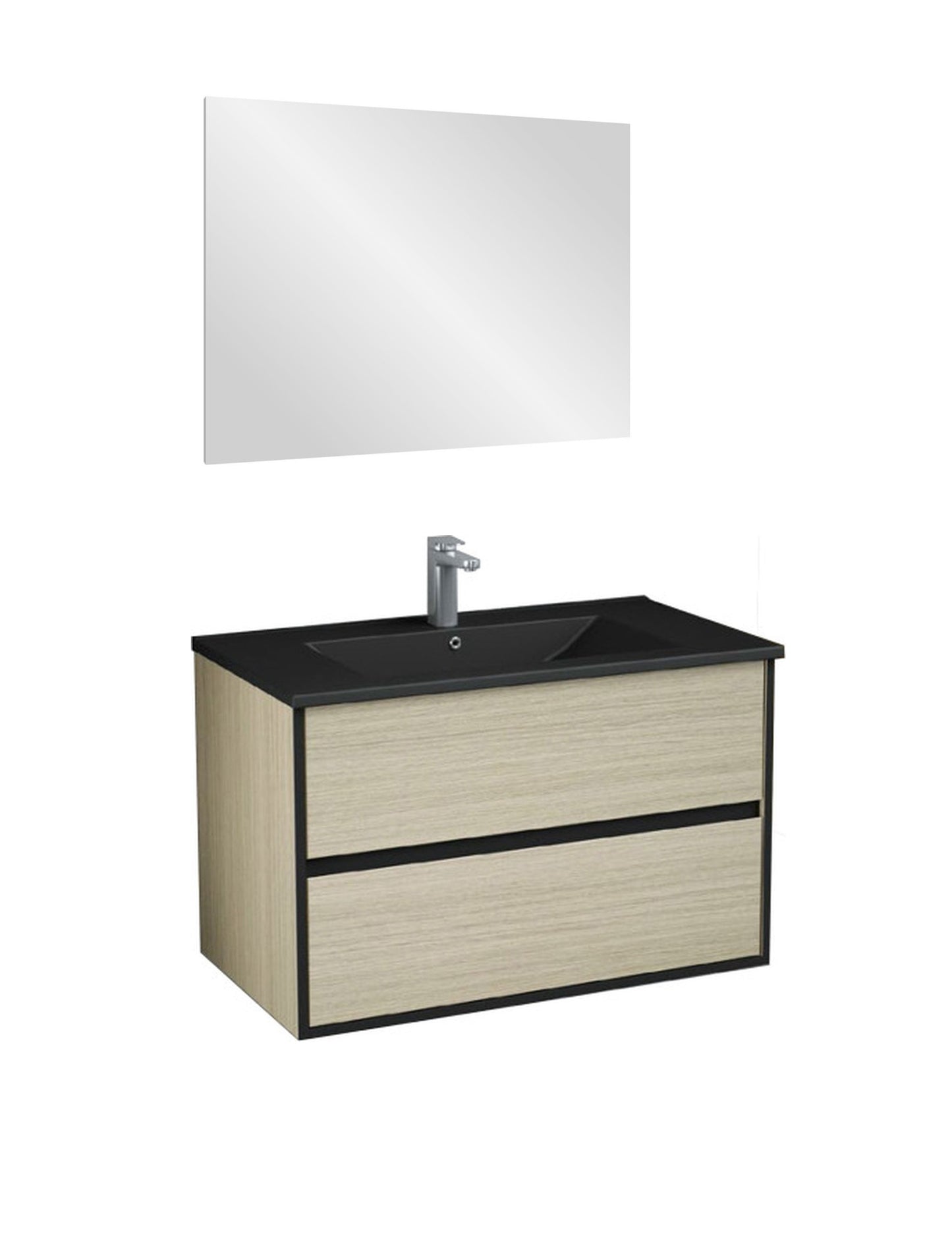 Badkamermeubel set (Spiegel, wastafel en onderbouwkast)