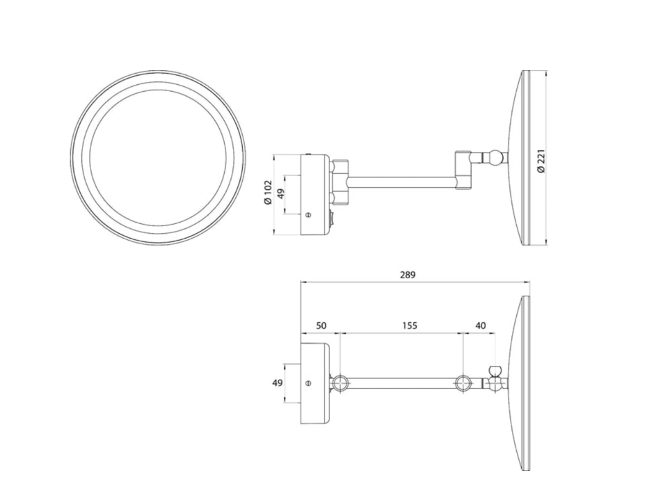 EMCO Asis LED scheerspiegel/make-upspiegel 3X vergroot