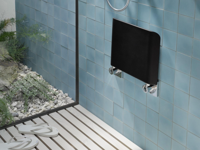 Emco System 2 wandklapzitje zwart-chroom