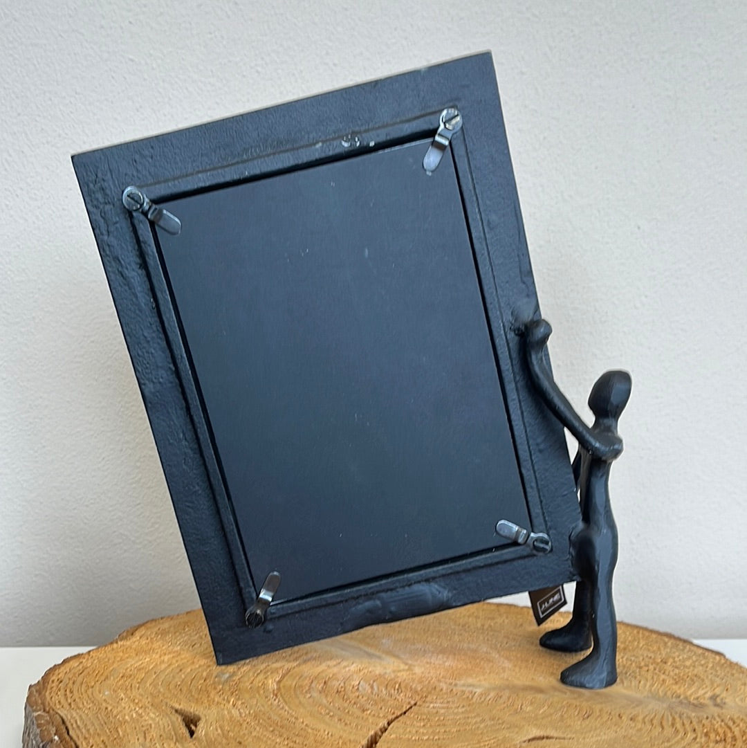 J-Line Figuur Met Fotokader Aluminium Zwart Small
