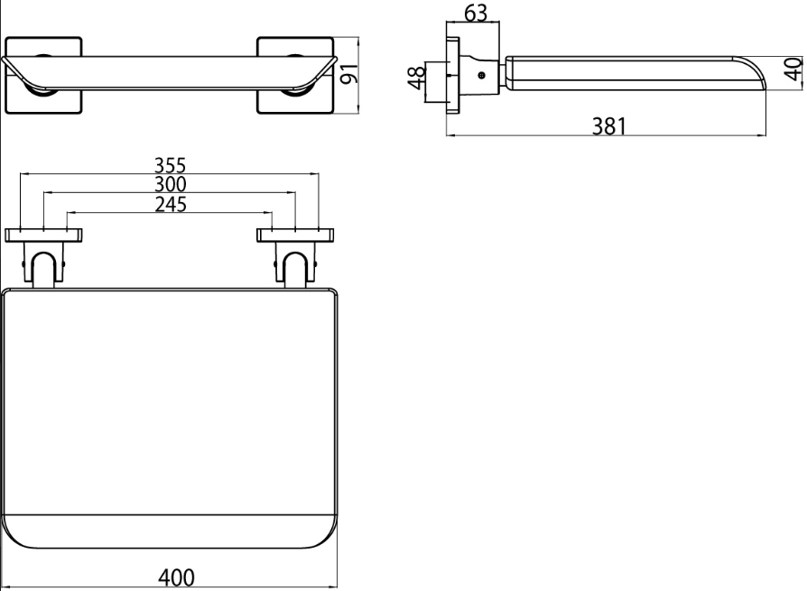 Emco System 2 wandklapzitje zwart-chroom