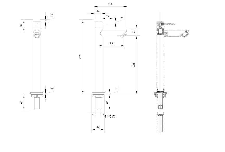 Fonteinkraan INK hoog model chroom