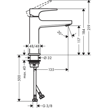 Hansgrohe Metropol 110 wastafelmengkraan mat zwart 32507670