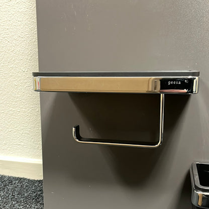 Geesa Frame Black Chrome toiletrolhouder met planchet