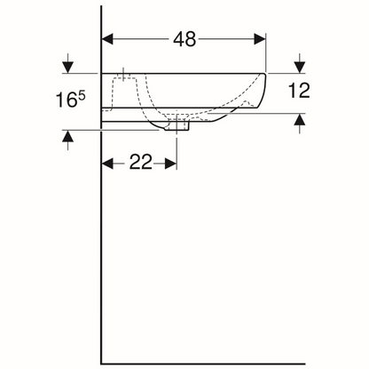 Geberit Smyle wastafel met kraangat met overloop 60x48x16.5cm wit