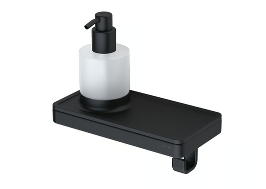 Geesa Frame Black planchet met haak en zeepdispenser zwart