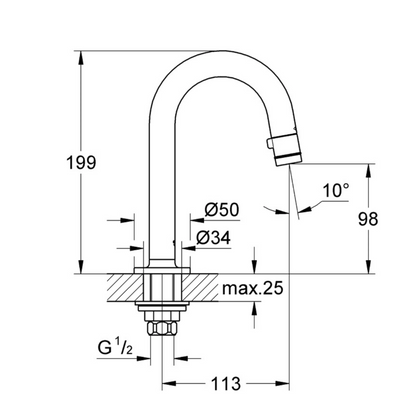 Grohe universal toiletkraan supersteel C - uitloop