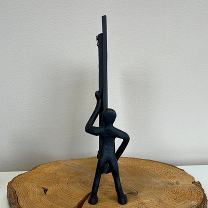 J-Line Figuur Met Fotokader Aluminium Zwart Small