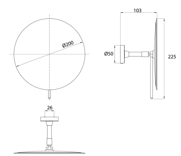 EMCO Round scheerspiegel/make-up spiegel 1 arm