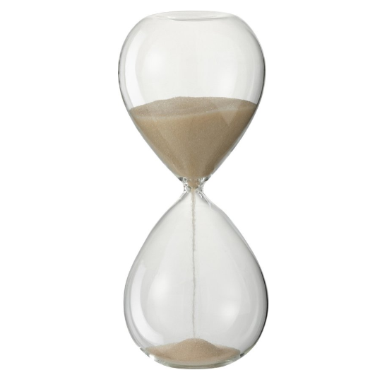 J-Line Zandloper Deco Glas/Zand Wit/Taupe Small